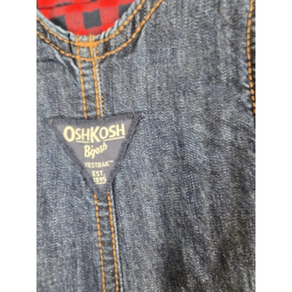 Oshkosh B'Gosh Boys 9M Overall Bodysuit Set Red Buffalo Plaid Lumberjack Lined
